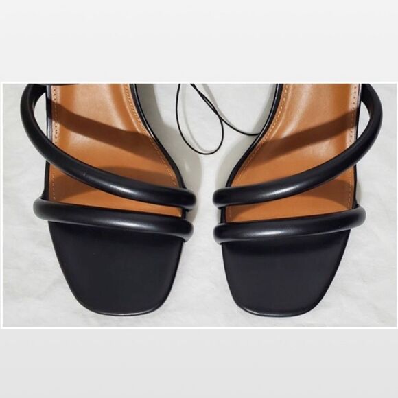 New Sandal Heals Shoes Black & Tan Sturdy Slip On Size 9 - Picture 9 of 15
